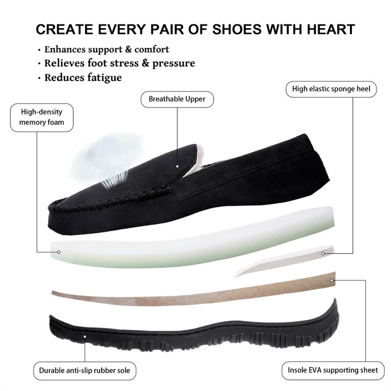 shoeslocker Mens House Slippers Indoor Outdoor Anti-Slip Slipper Warm Plush Black Size 11 - Image 4